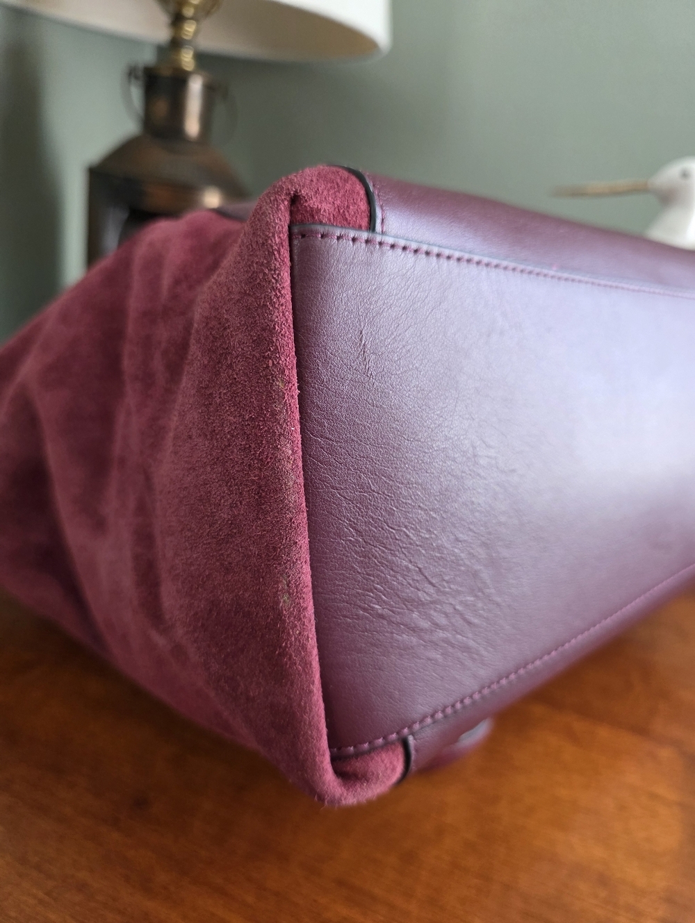 Coach F54579 Ava Tote Shoulder Oxblood Burgundy Suede Leather Bag - Picture 9 of 16